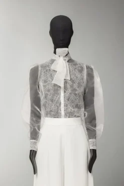 Camicia in organza con fiocco