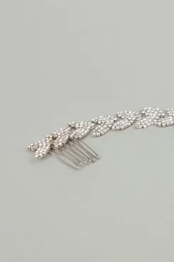 Pettine a gioiello con foglie in strass