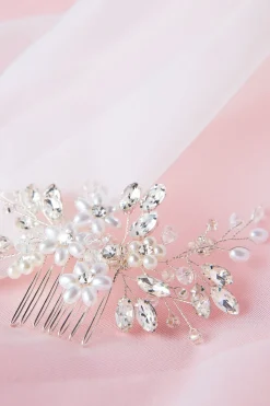 Pettine con perle e strass