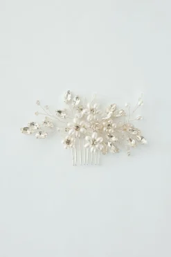 Pettine con perle e strass