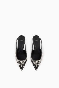 Slingback in raso ricamato