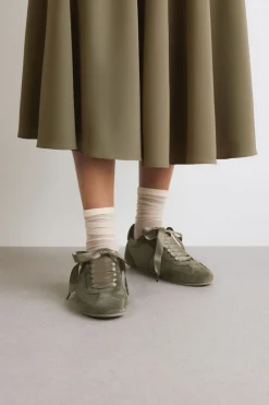 Sneakers In Raso e Pelle Scamosciata